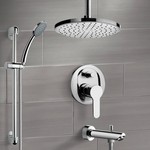 Remer TSR38 Chrome Tub and Shower Faucet Set with Rain Ceiling Shower Head and Hand Shower
